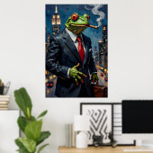 Frosch im Anzug mit Zigarbild Poster (Heimbüro)