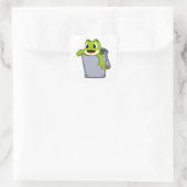 Frosch im Eimer Quadratischer Aufkleber (Tasche)