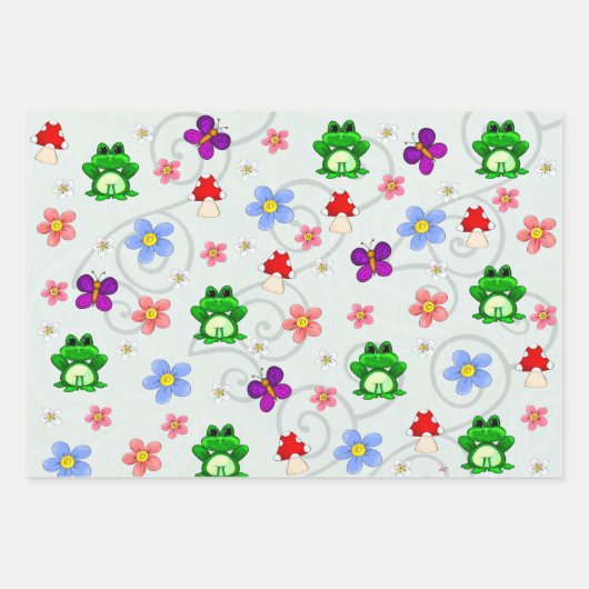 Frosch im Frühling Geschenkpapier Set (Vorderseite)
