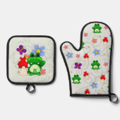 Frosch im Frühling Ofenhandschuh & Topflappen-Set (Vorderseite)