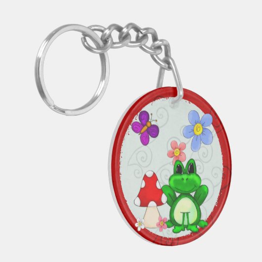 Frosch im Frühling Schlüsselanhänger (Vorderseite links)