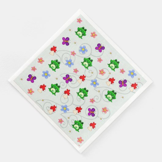 Frosch im Frühling Serviette (Ecke)