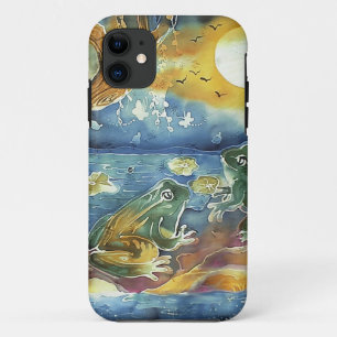 Frosch im Mondlicht Gemälde iPhone 11 Hülle