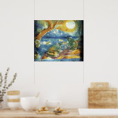 Frosch im Mondlicht-Gemälde Poster (Küche)