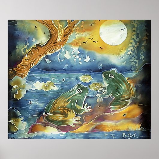 Frosch im Mondlicht-Gemälde Poster (Vorne)