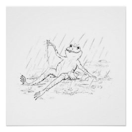 Frosch im Regen-Druck (Teil 3 eines Sets) Poster