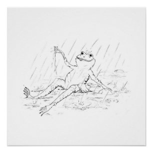 Frosch im Regen-Druck (Teil 3 eines Sets) Poster