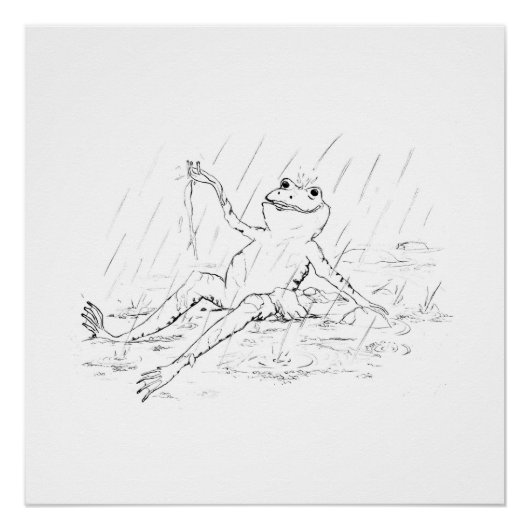Frosch im Regen-Druck (Teil 3 eines Sets) Poster (Vorderseite)