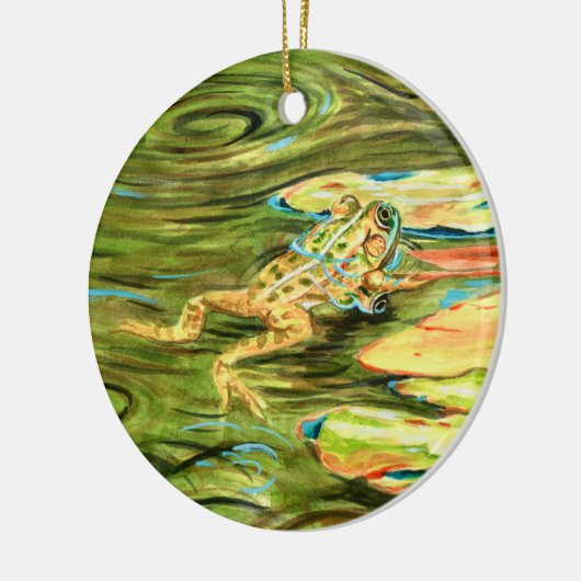 Frosch im Teich - Keramik Ornament (Links)