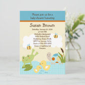 Frosch im Teich/Schildkrötendusche Einladung 2 (Stehend Vorderseite)