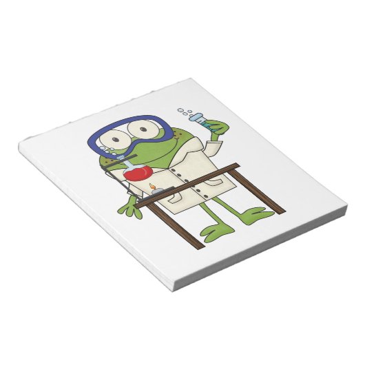 Frosch im Wissenschafts-Labrador Notizblock (angewinkelt)