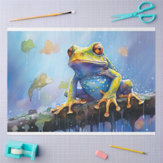 Frosch in Aquarell 3 Decoupage Paper Seidenpapier (Basteln)