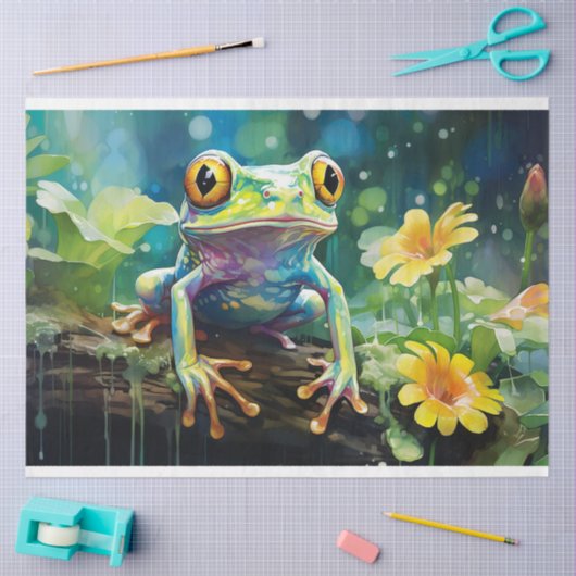 Frosch in Aquarell 4 Decoupage Paper Seidenpapier (Basteln)