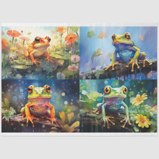 Frosch in Aquarellfarben 1 Dekoupage Paper Seidenpapier (Vorderseite)