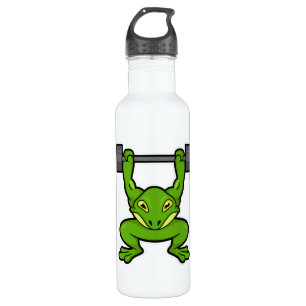 Frosch in Bodybuilding mit Barbell Edelstahlflasche