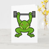 Frosch in Bodybuilding mit Barbell Karte (Gelbe Blume)