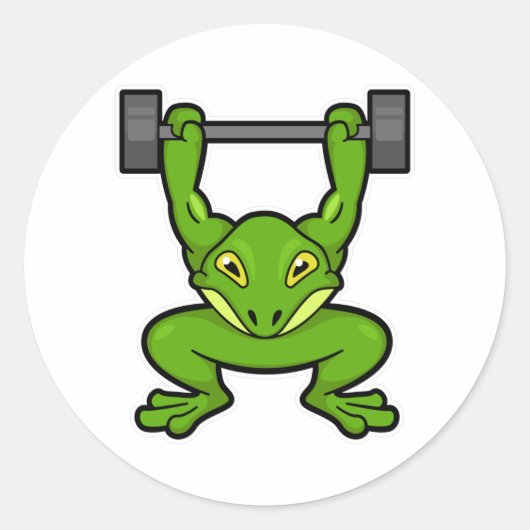 Frosch in Bodybuilding mit Barbell Runder Aufkleber (Vorderseite)
