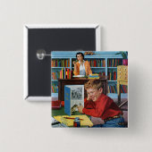 Frosch in der Bibliothek Button (Vorne & Hinten)