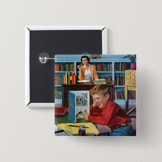 Frosch in der Bibliothek Button (Vorne & Hinten)