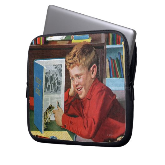 Frosch in der Bibliothek Laptopschutzhülle (Vorderseite Links)