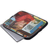 Frosch in der Bibliothek Laptopschutzhülle (Vorne Knopf)