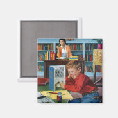 Frosch in der Bibliothek Magnet (Vorderseite/Rückseite)