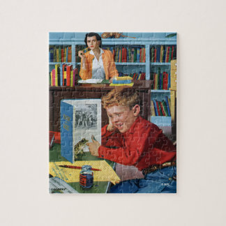 Frosch in der Bibliothek Puzzle