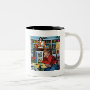 Frosch in der Bibliothek Zweifarbige Tasse