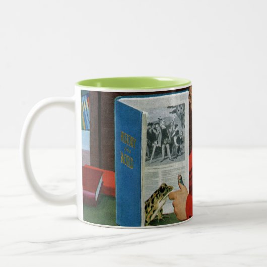Frosch in der Bibliothek Zweifarbige Tasse (Links)