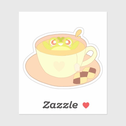 Frosch in der Tasse Tee Aufkleber (Blatt)