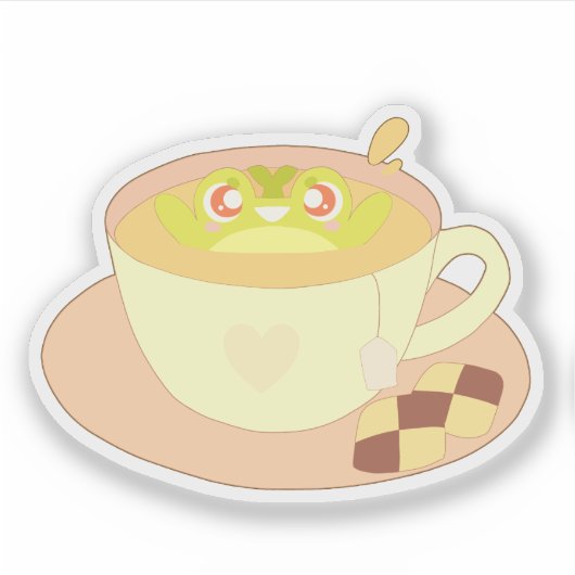 Frosch in der Tasse Tee Aufkleber (Vorderseite)