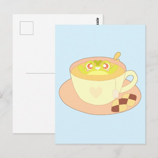 Frosch in der Tasse Tee Postkarte (Vorne/Hinten)