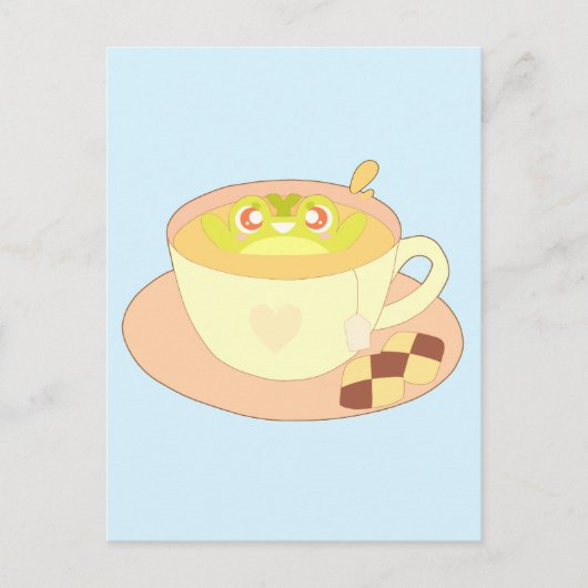 Frosch in der Tasse Tee Postkarte (Vorderseite)