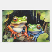Frosch in der Wasserfarben-Teichszene Geschenkpapier Set (Vorderseite 3)