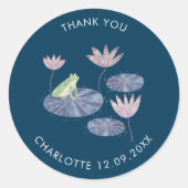 Frosch in einem Lilienteich Niedlich Danke Runder Aufkleber (Vorderseite)