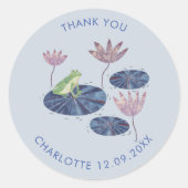 Frosch in einem Lilienteich Niedlich Danke Runder Aufkleber (Vorderseite)