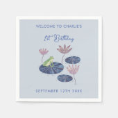 Frosch in einem Lily Pond Niedlich erste Geburtsta Serviette (Vorderseite)