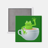 Frosch in einem Tee Magnet (Vorderseite/Rückseite)