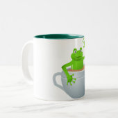 Frosch in einem Tee Zweifarbige Tasse (Vorderseite Links)