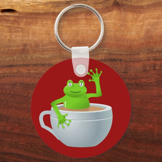 Frosch in einem Teecup-Schlüsselanhänger Schlüsselanhänger (Vorderseite)