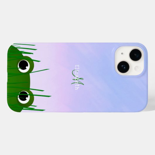 Frosch in einem Teich durch Gras mit Monogramm Case-Mate iPhone Hülle (Rückseite (Horizontal))