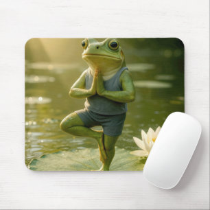Frosch in einer Yogabaum-Pose Mousepad