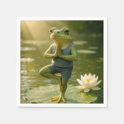 Frosch in einer Yogabaum-Pose Serviette (Vorderseite)