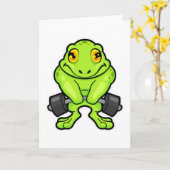 Frosch in Fitness mit Barbell Karte (Gelbe Blume)