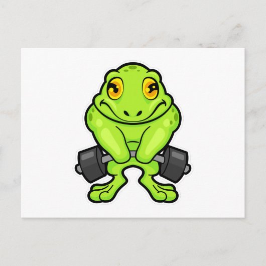 Frosch in Fitness mit Barbell Postkarte (Vorderseite)