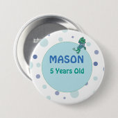 Frosch in Jeans, Geburtstag, Polka Dots, Individue Button (Vorne & Hinten)