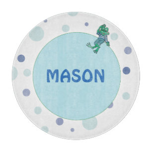 Frosch in Jeans, Geburtstag, Polka Dots, Individue Schneidebrett