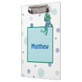 Frosch in Jeans, Geburtstag, Polka Dots Klemmbrett (Links)