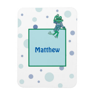 Frosch in Jeans, Geburtstag, Polka Dots Magnet