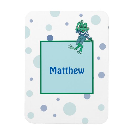 Frosch in Jeans, Geburtstag, Polka Dots Magnet (Vertikal)